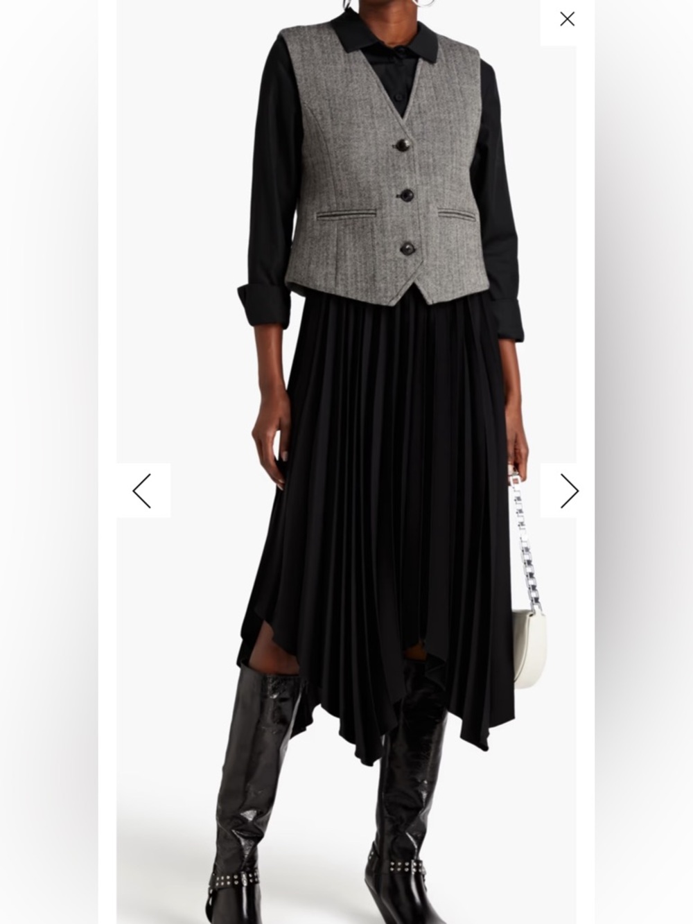 Isabel Marant Black Pleated Handkerchief-Hem Skirt sz0 New $1,360 - Picture 2 of 7